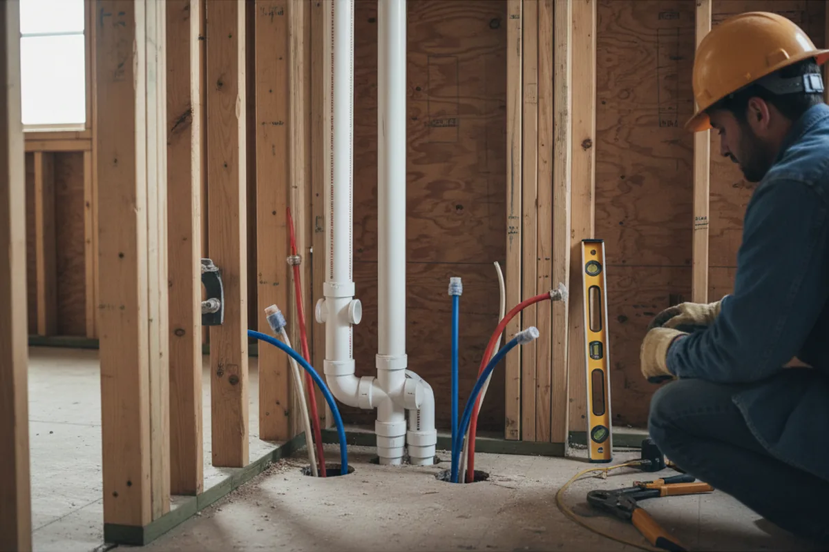 Drain and supply rough-in during Sump Pump Repair in Silver Springs